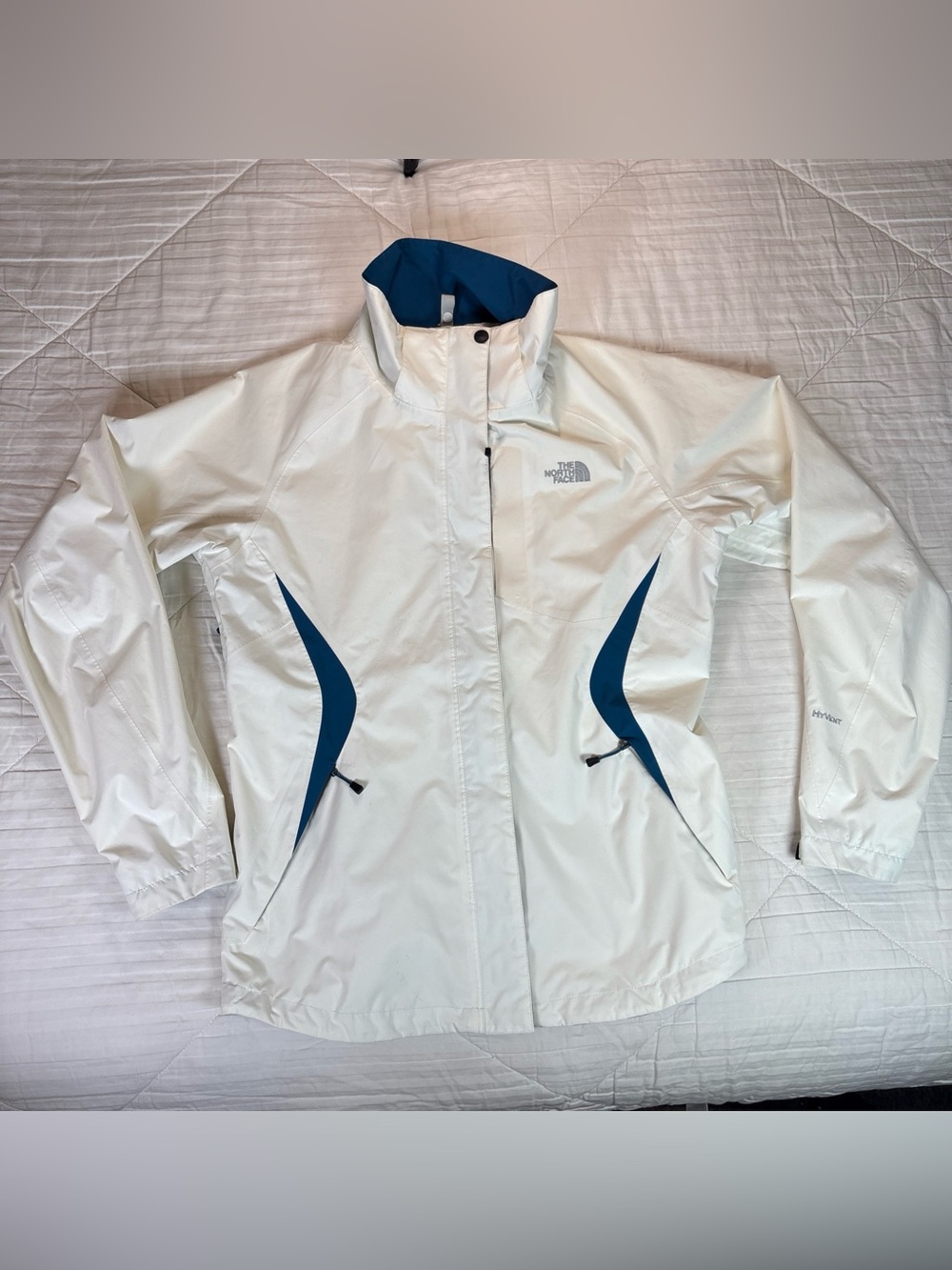 The North Face Jacket Womens Large White HyVent Waterproof Shell AMVD - NO HOOD